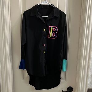 Black Shirt with Colorful Accents